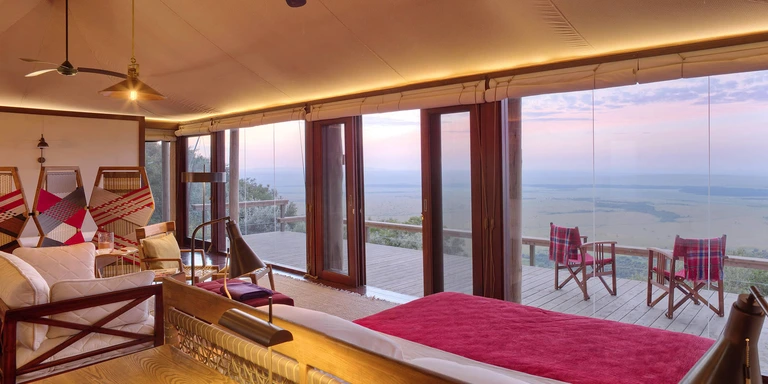 Luxury room interior with panoramic views
